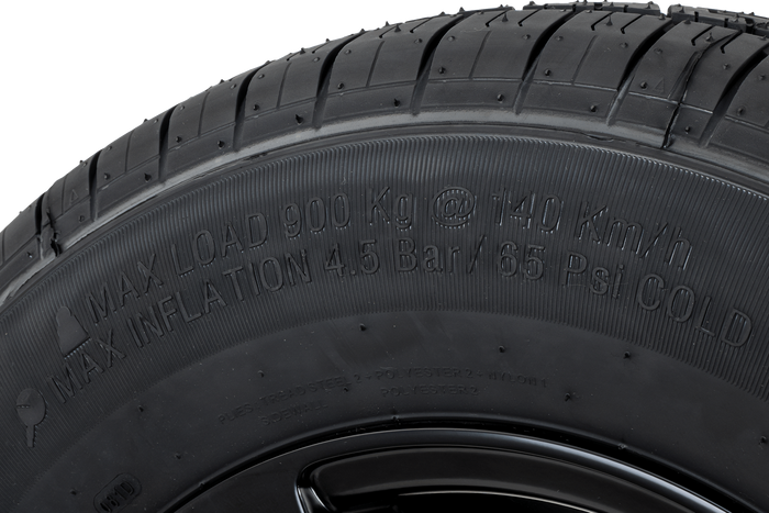 Versterkt aanhangerwiel KENDA BAND 185/80 R14C 104/102N ALUMINIUM VELG STARCO zwart 5.5Jx14"H2 5x112 ET 30