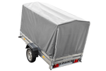 Enkelassige aanhanger 230x125 UNITRAILER GARDEN 230 KIPP met H-1100 frame en grijze afdekking