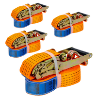 Set van vier UNITRAILER 6m/50mm/5t oranje transportbanden met spaninrichting