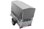 Autoaanhanger 200x106 UNITRAILER GARDEN 200 KIPP met gaaswanden, H-800 frame en grijze afdekking