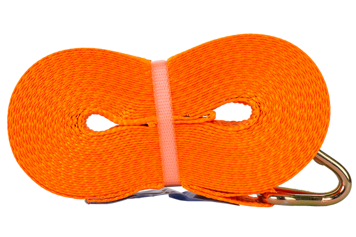 Set van vier UNITRAILER 12m/35mm/2t oranje transportbanden met spaninrichting