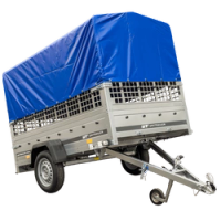 Autoaanhangwagen op veren 230x125 UNITRAILER GARDEN 230/R KIPP met gaaswanden, H-800 frame en blauwe afdekking