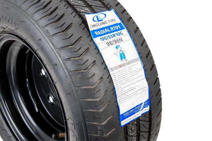 OUTLET Versterkt wiel voor aanhangwagen LINGLONG BAND 195/55 R10C 98/96N UNITRAILER VELG zwart 6Jx10&quot; 5x112 ET:-4