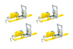 Set van vier UNITRAILER transportbanden met spaninrichting 4m/25mm/1t geel