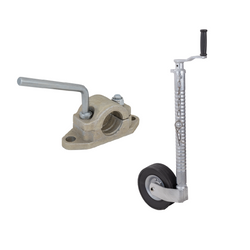 Steunwiel met klem, gietijzeren klem KNOTT TK48+B48C6, gegolfde buis, 300 kg, 48 mm, 700-940 mm