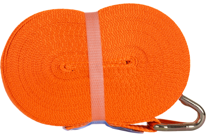 Set van vier UNITRAILER 12m/25mm/1t oranje transportbanden met spaninrichting