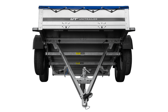 Twee-assige aanhanger 264x125 UNITRAILER GARDEN 264/2 KIPP met H-0 frame en blauw dekzeil