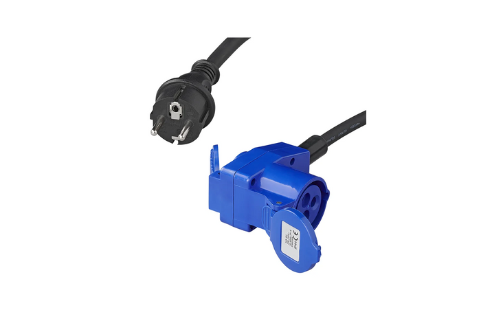 Adapter met Schuko-stekker en CEE-haakse connector + Schuko-aansluiting 16A ProPlus 373528DE kabel 150 cm