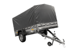 Enkelassige aanhanger met aluminium zijwanden 230x125 Unitrailer Garden 230 KIPP ALU met H-800 frame en grijze afdekking