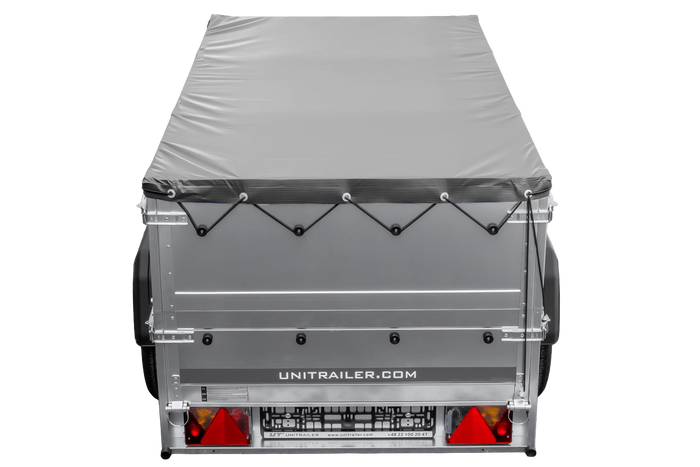 Aanhanger voor de Unitrailer GARDEN TRAILER 200 KIPP auto met steunwiel, twee zijkanten en een vlakke afdekking, grijs