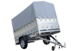 Autoaanhanger 230x125 UNITRAILER GARDEN 230 KIPP met BIS-zijwanden, H-800 frame en grijze afdekking