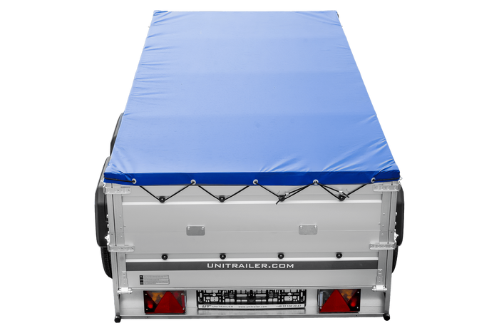 Tweeassige aanhanger met aluminium zijwanden 264x125 Unitrailer Garden 264/2 KIPP ALU met BIS-zijwanden, H-0 frame en blauwe afdekking