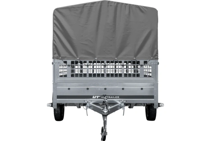 Autoaanhanger op veren 264x150 UNITRAILER GARDEN 265/R KIPP met gaaswanden, H-800 frame en grijze afdekking