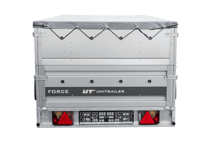 Enkelassige aanhanger op veren 264x125 UNITRAILER FORCE 264/R KIPP met BIS-zijwanden, H-0 frame en grijs dekzeil