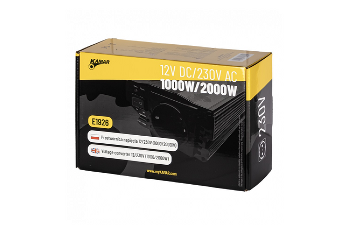 Spanningsomvormer 12V/230V (1000/2000W) KAMAR E1926