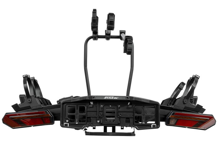 Inter Pack Velox 3 LED - opvouwbare fietsendrager voor op de trekhaak, geschikt voor 3 fietsen, met LED-verlichting (zwart)