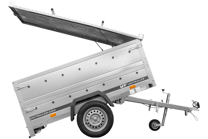 Lichte aanhanger 200x125 UNITRAILER GARDEN 201 KIPP met BIS-zijwanden en aluminium afdekking