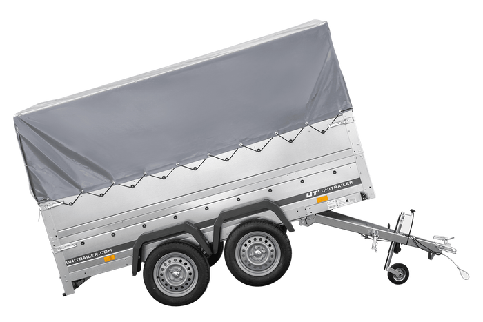 Lichte aanhanger 264x150 UNITRAILER GARDEN 265/2 KIPP met BIS-zijwanden, H-800 frame en grijze afdekking