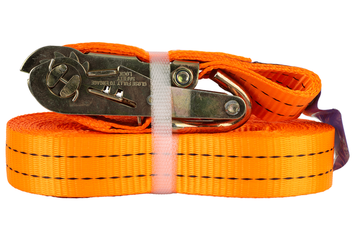 Set van vier UNITRAILER 10m/35mm/2t oranje transportbanden met spaninrichting