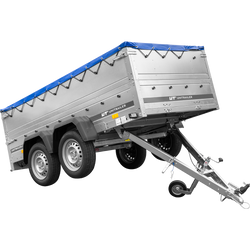 Twee-assige aanhanger 264x125 UNITRAILER GARDEN 264/2 KIPP met BIS zijwanden, H-0 frame en blauwe kap