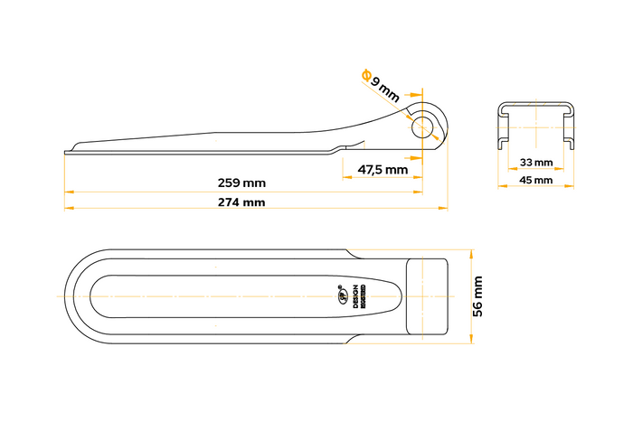 Zijscharnier STEELPRESS ZW-01.270A aanhangerzijmontage