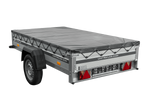 Enkelassige aanhanger met aluminium zijwanden 230x125 Unitrailer Garden 230 KIPP ALU met H-0 frame en grijze afdekking
