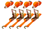 Set van vier UNITRAILER 4m/25mm/1t oranje transportbanden met spaninrichting
