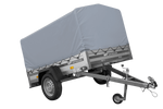 Enkelassige aanhanger met aluminium zijwanden 200x125 Unitrailer Garden 201 KIPP ALU met H-800 frame en grijze afdekking