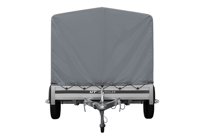 Autoaanhanger met aluminium zijwanden 264x150 Unitrailer Garden 265 KIPP ALU met H-1100 frame en grijze afdekking