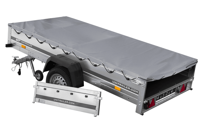 Autoaanhanger 264x125 UNITRAILER GARDEN 264 KIPP met H-0 frame en grijs deksel