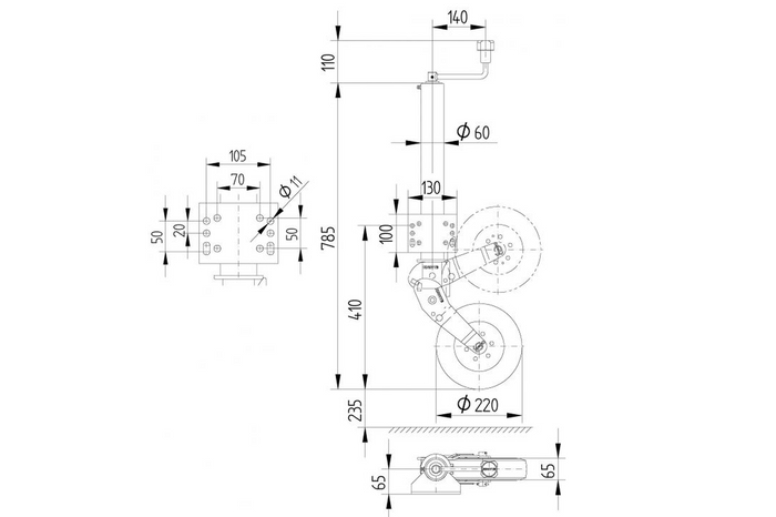 KNOTT ATK60 neuswiel 350kg 60mm