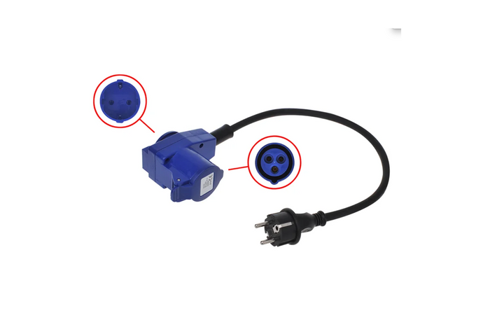 Adapter met Schuko-stekker voor CEE-haakse connector + Schuko-aansluiting Proplus 373528 kabel 40 cm