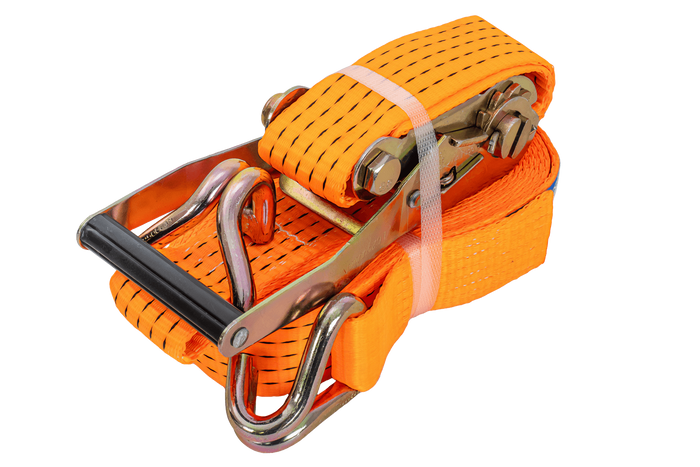 Set van vier UNITRAILER 8m/50mm/5t oranje transportbanden met spaninrichting