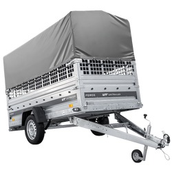 Autotransportaanhanger op veren 264x125 UNITRAILER FORCE 264/R KIPP met gaaswanden, H-800 frame en grijze afdekking