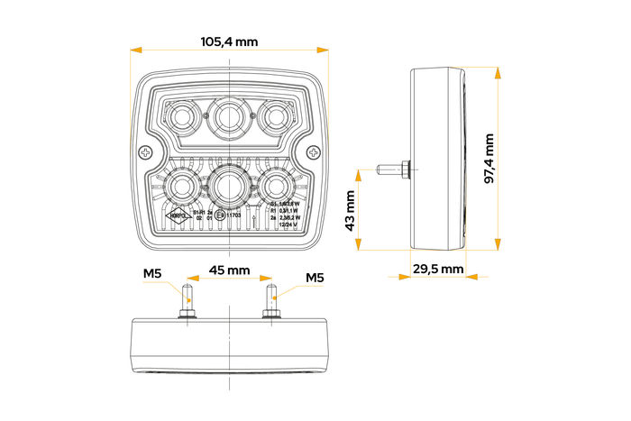 HORPOL LZD 967 LED achterlicht 3 functies universeel