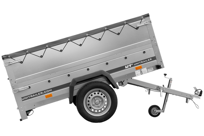 Lichte aanhanger 200x125 UNITRAILER GARDEN 201 KIPP met BIS-zijwanden en grijze afdekking