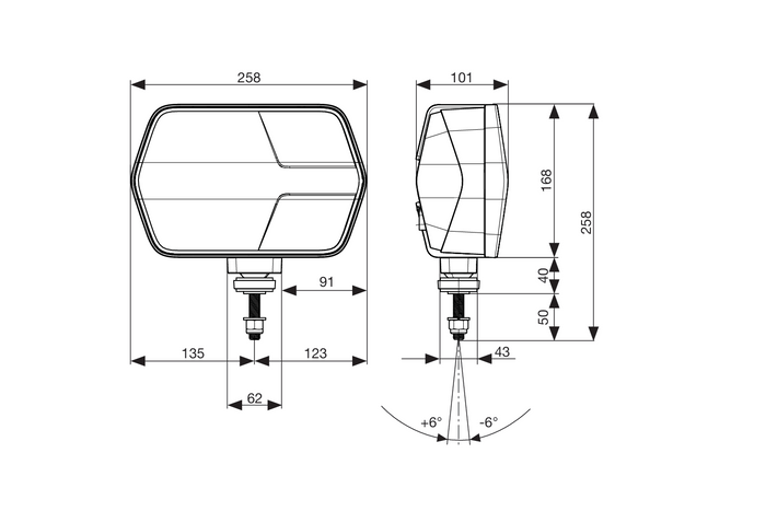ASPÖCK LuxLED II LED-koplamp met 7 functies, 6-pins DEUTSCH DT06-6S links