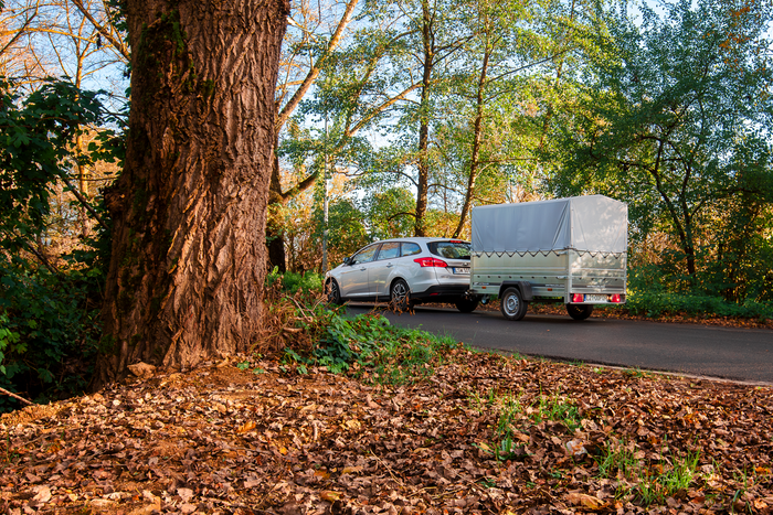 Autoaanhanger 230x125 UNITRAILER GARDEN 230 KIPP met BIS-zijwanden, H-800 frame en grijze afdekking