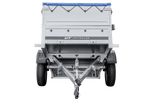Autoaanhanger 200x106 UNITRAILER GARDEN 200 KIPP met BIS-zijwanden, H-0 frame en blauwe afdekking
