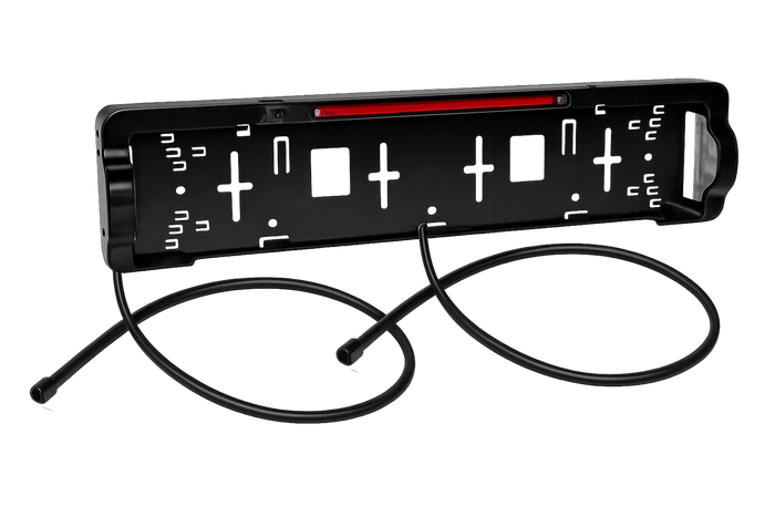 Kentekenplaathouder met LED-verlichting en ASPÖCK 12V-remlicht, kabel van 0,8 m en 1 m.