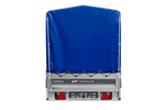 Enkelassige aanhanger op veren 264x125 UNITRAILER FORCE 264/R KIPP met H-1100 frame en blauwe afdekking