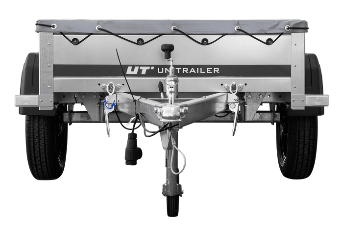 Garden trailer 150 kipp met steunwiel, frame h-0 en grijs dekzeil