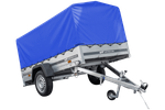 Lichte aanhanger 230x125 UNITRAILER GARDEN 230 KIPP met H-800 frame en blauwe hoes