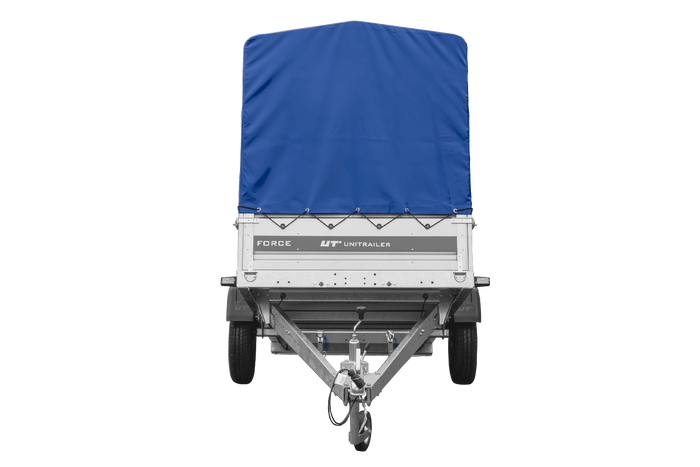 Autotrailer 264x125 UNITRAILER FORCE 264 KIPP met H-1100 frame en blauwe hoes