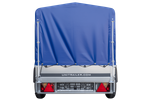 Enkelassige aanhanger 200x106 UNITRAILER GARDEN 200 KIPP met H-800 frame en blauw dekzeil