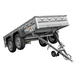 Tweeassige aanhanger met aluminium zijwanden 264x125 Unitrailer Garden 264/2 KIPP ALU met H-0 frame en grijze afdekking