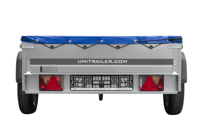 Autoaanhanger 200x125 UNITRAILER GARDEN 201 KIPP met H-0 frame en blauwe hoes