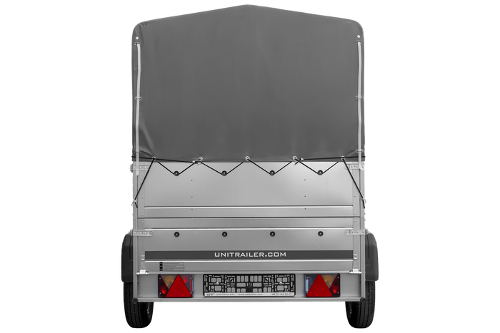 Autoaanhanger 200x125 UNITRAILER GARDEN 201 KIPP met BIS-zijwanden, H-800 frame en grijze afdekking