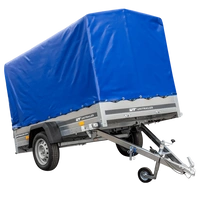 Autoaanhangwagen op veren 230x125 UNITRAILER GARDEN 230/R KIPP met H-1100 frame en blauwe afdekking