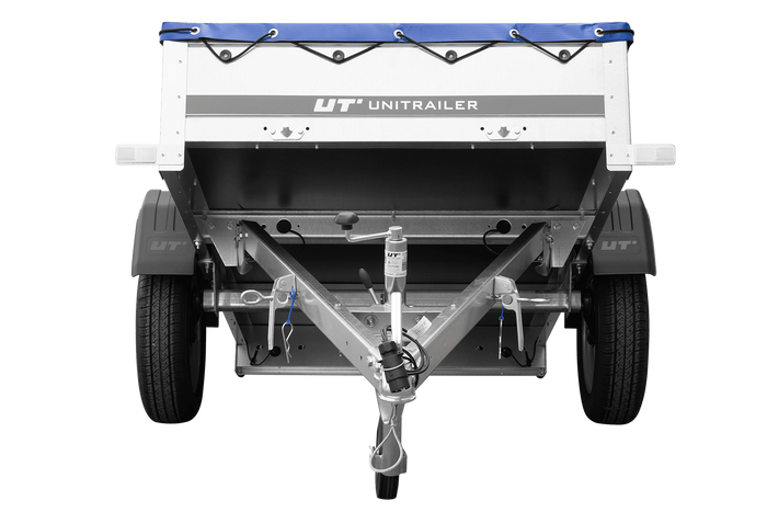 Tuinaanhanger 200 Kipp met neuswiel en blauwe platte hoes